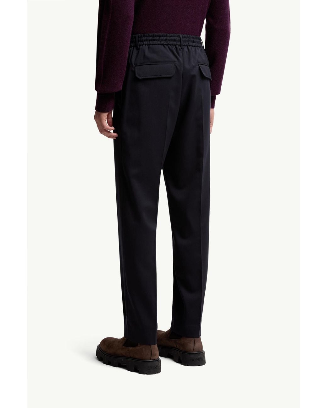 Moncler Blue Logo Patch Tailored Trousers for men