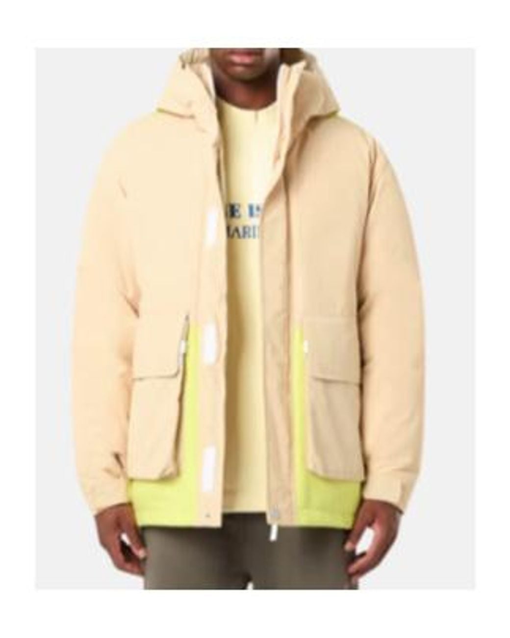 Stone Island Yellow Logo Printed Quilted Jacket for men