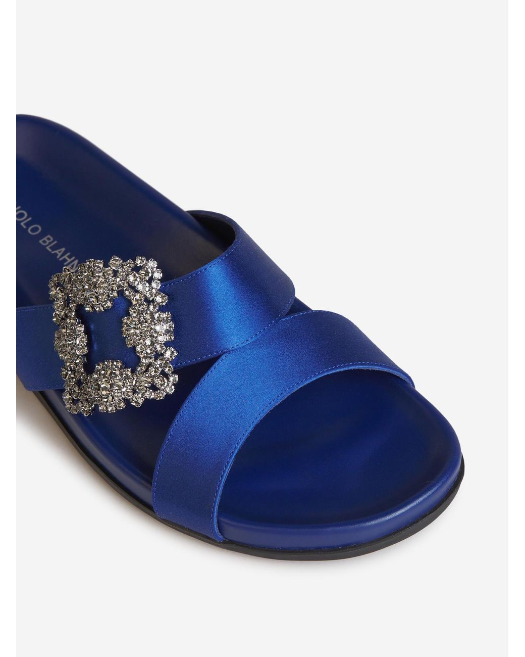 Manolo Blahnik Blue Gem Buckle Slides