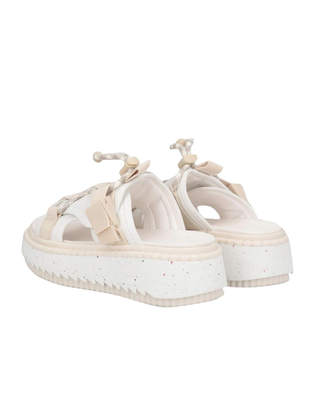 Chloé White Two-Color Leather Sandals