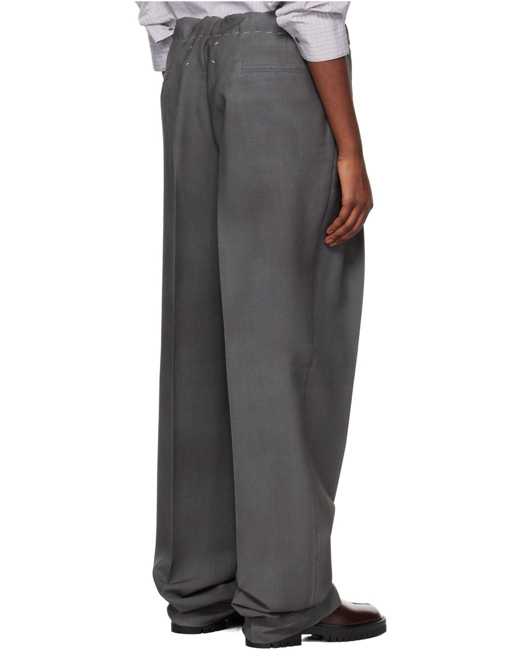 Maison Margiela Gray Drawstring Straight-Leg Trousers