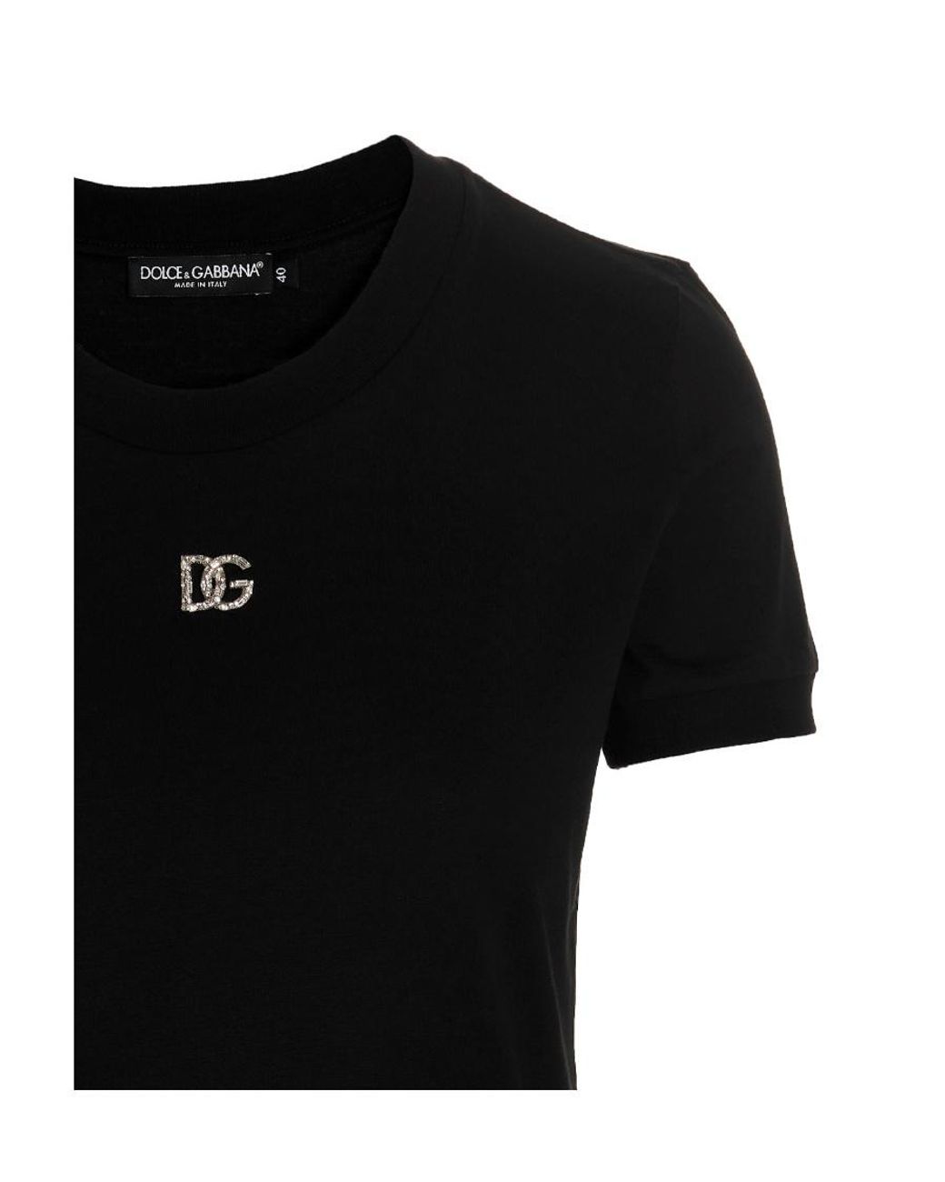 Dolce & Gabbana Black Logo-Embellished Short-Sleeved Top