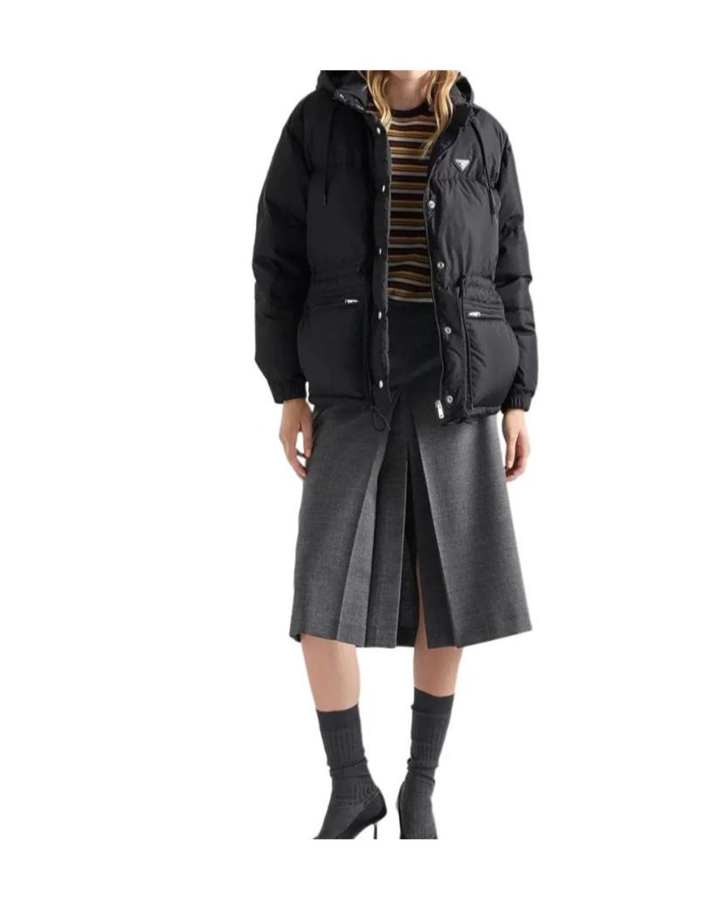 Prada Black Logo Plaque Padded Jacket