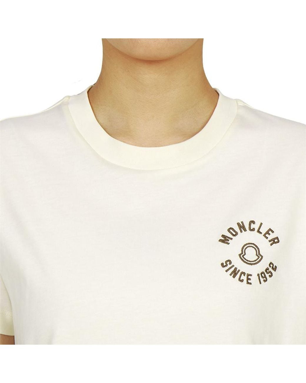 Moncler White Logo Patch Crewneck T-Shirt