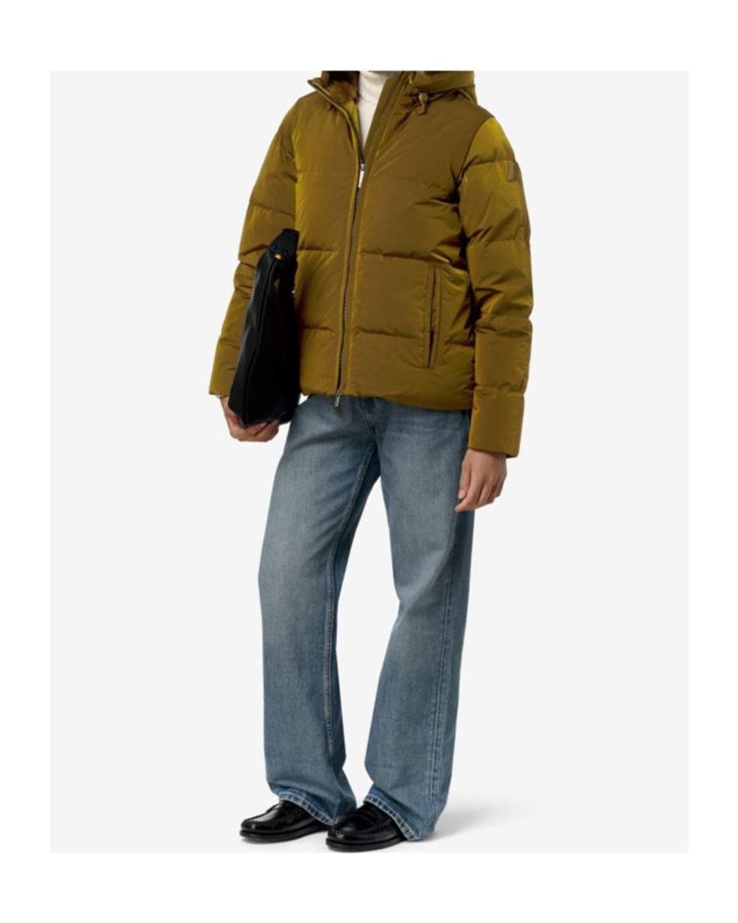 K-Way Green Quilted Hooded Short Down Jacket