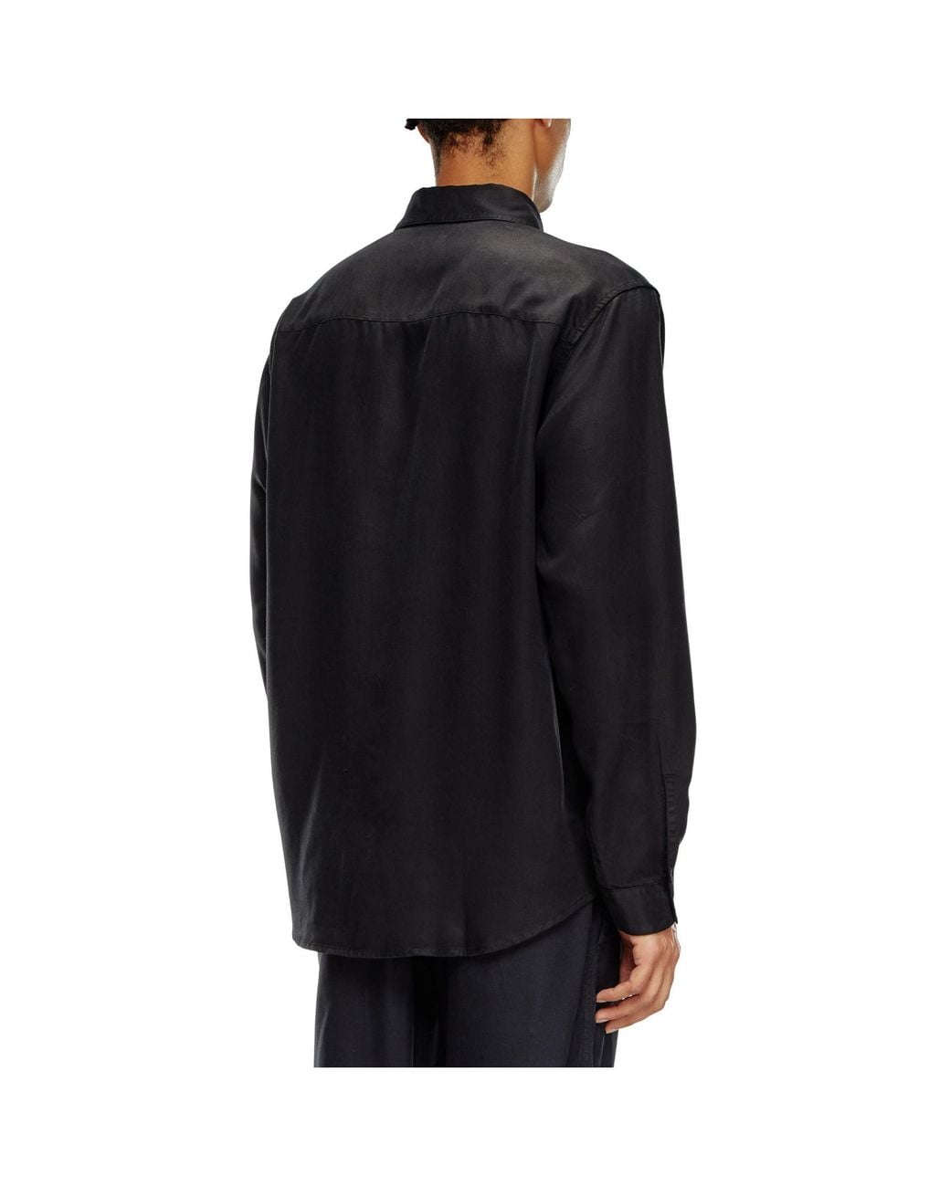 DIESEL Black S-Simply-C Logo Embroidered Fluid Shirt for men