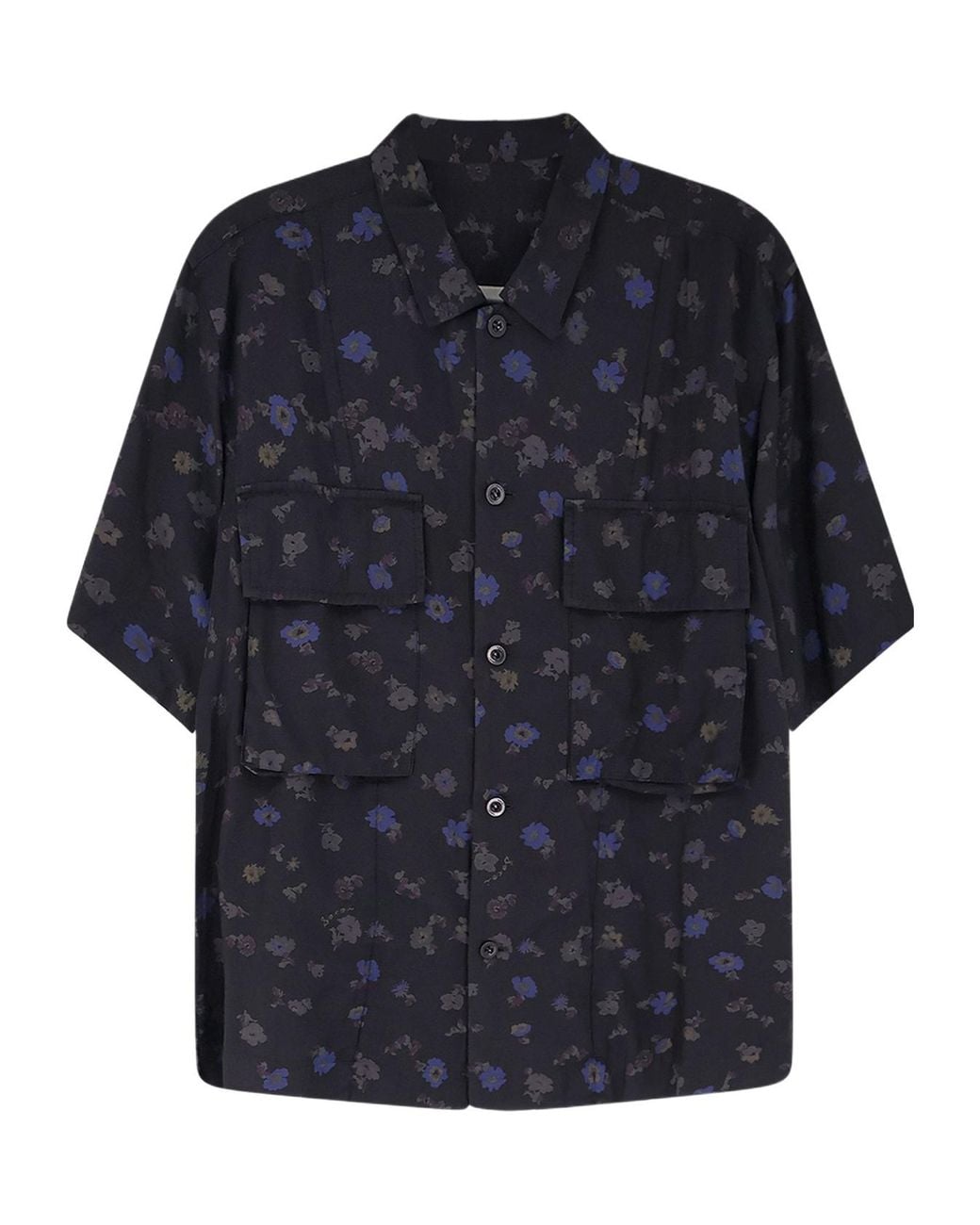 Sacai Blue Floral Print Shirt for men