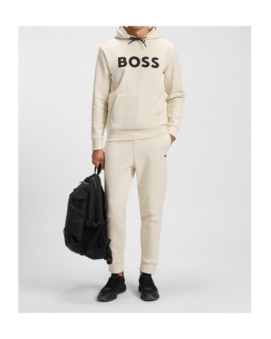 Boss White Boss Drawstring Long-Sleeved Hoodie for men