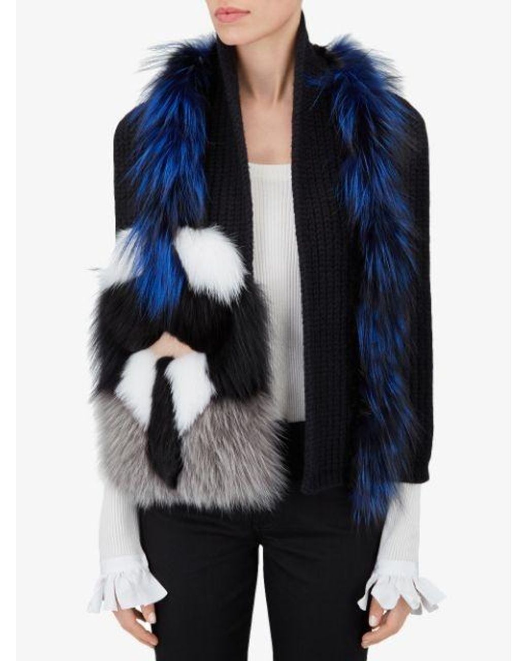 Fendi Blue Karlito Fur Scarf