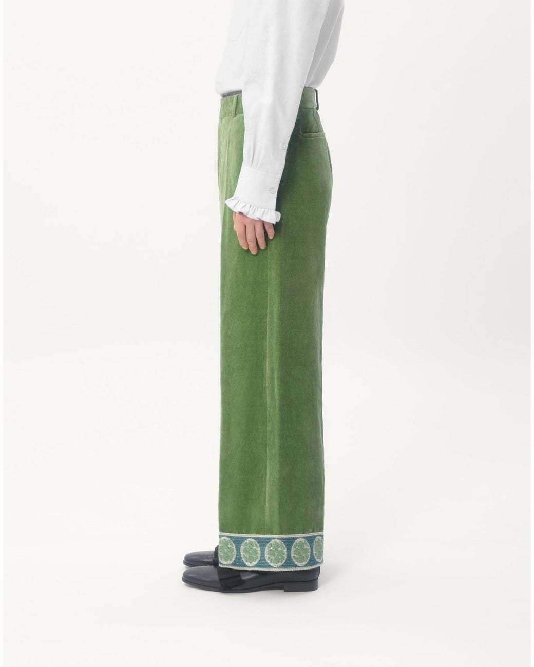 Valentino Green Jacquard-Hem Straight Leg Trousers for men