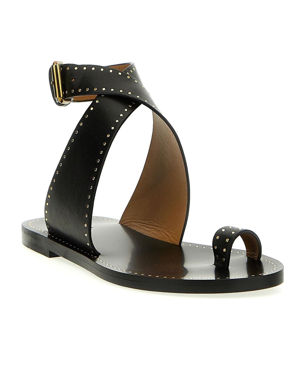 Isabel Marant Black Cross-Strap Studded Open-Toe Sandals