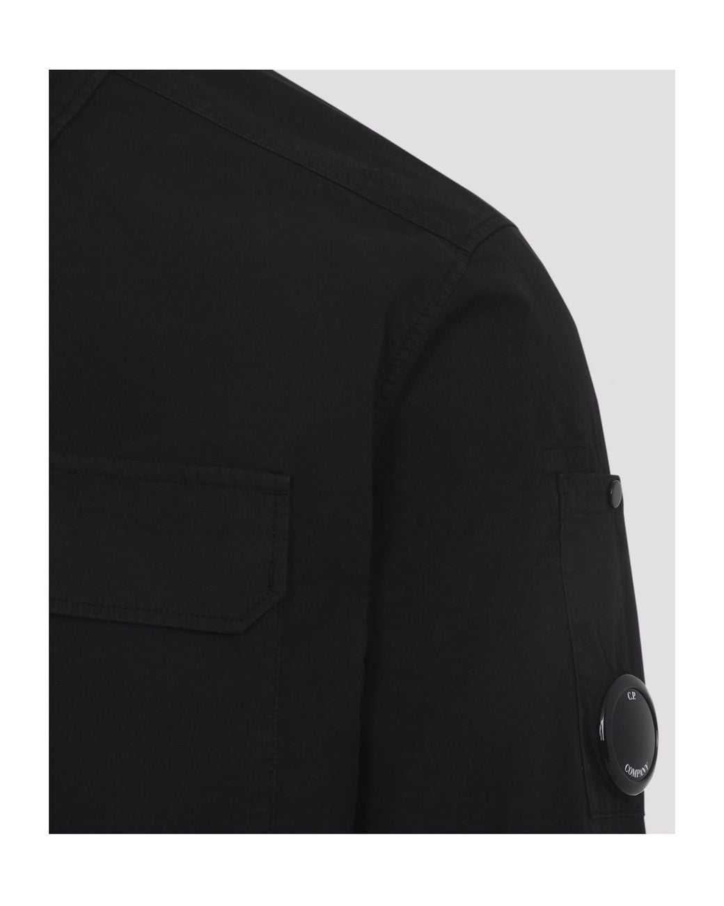 C P Company Black Gabardine Longsleeve Button Shirt for men