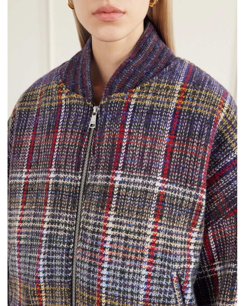 Missoni Multicolor Checked Wool Padded Bomber Jacket