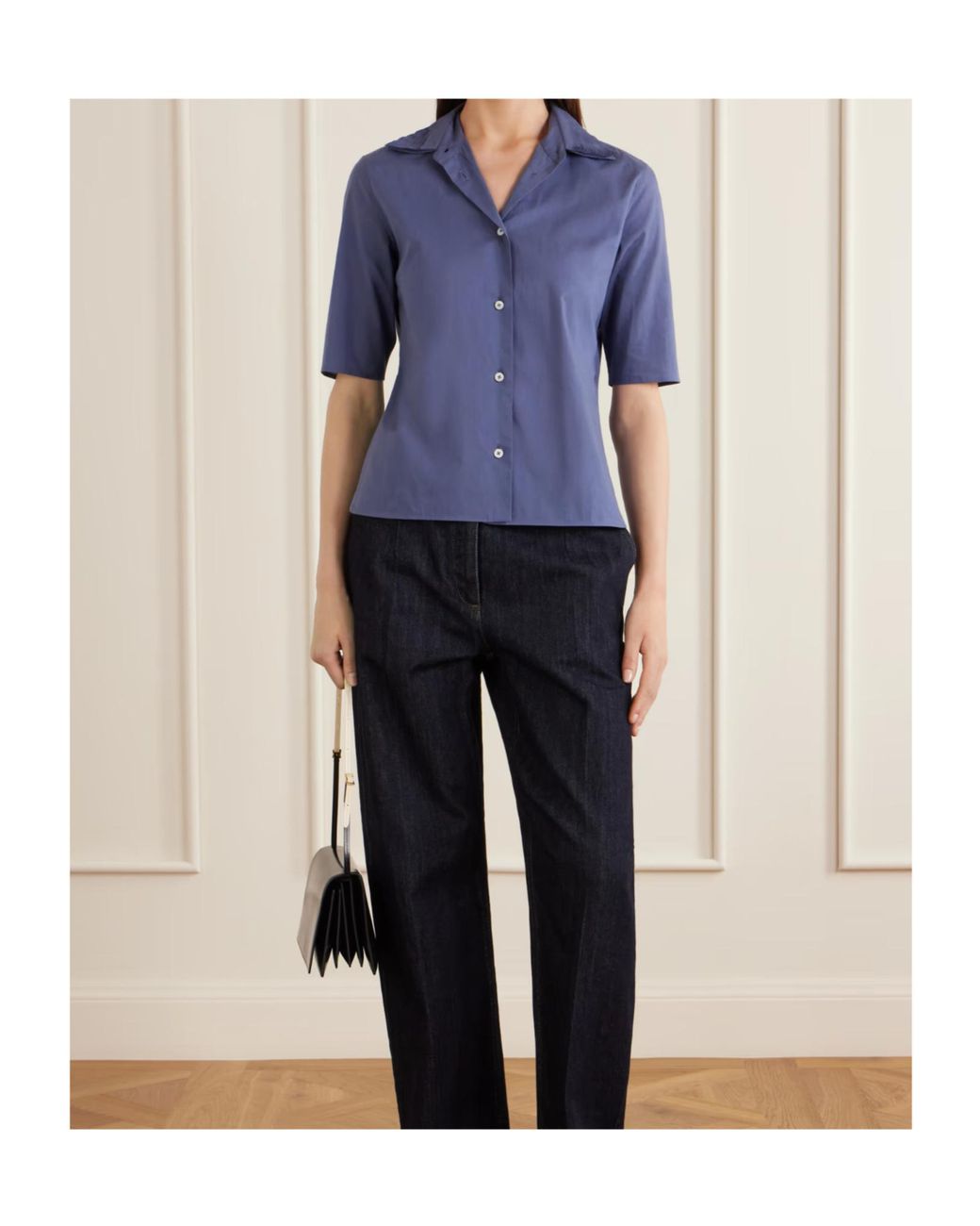 Jil Sander Blue Pleated Short-Sleeve Shirt
