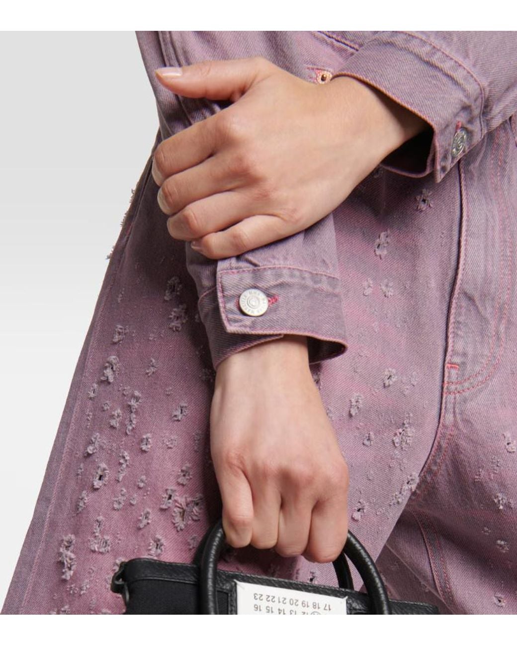 MM6 by Maison Margiela Pink Cropped Denim Jacket