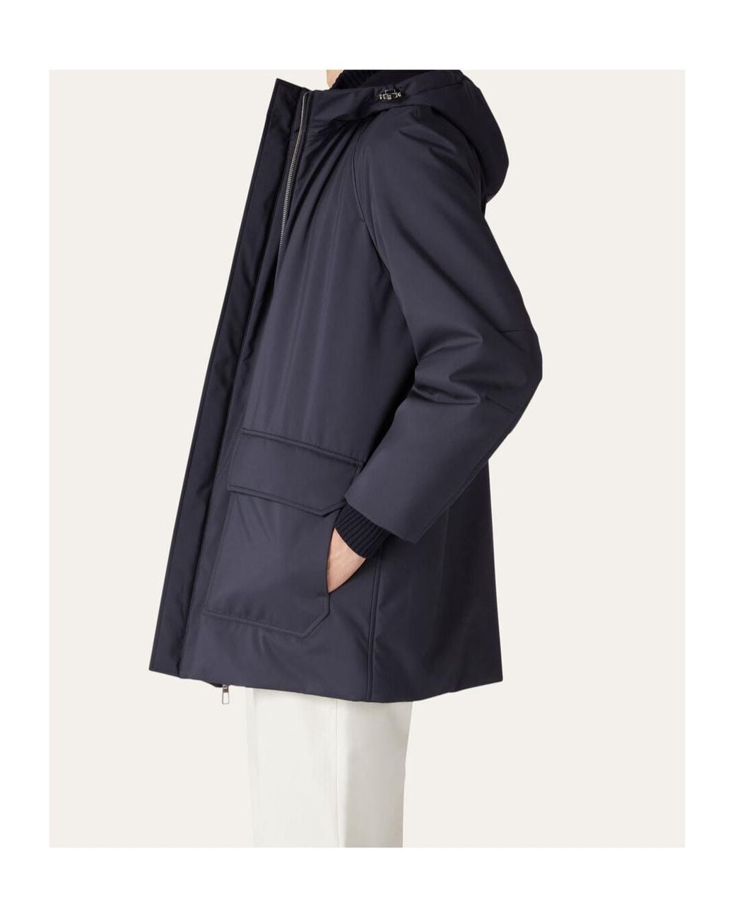 Loro Piana Blue Hooded Casual Jacket for men