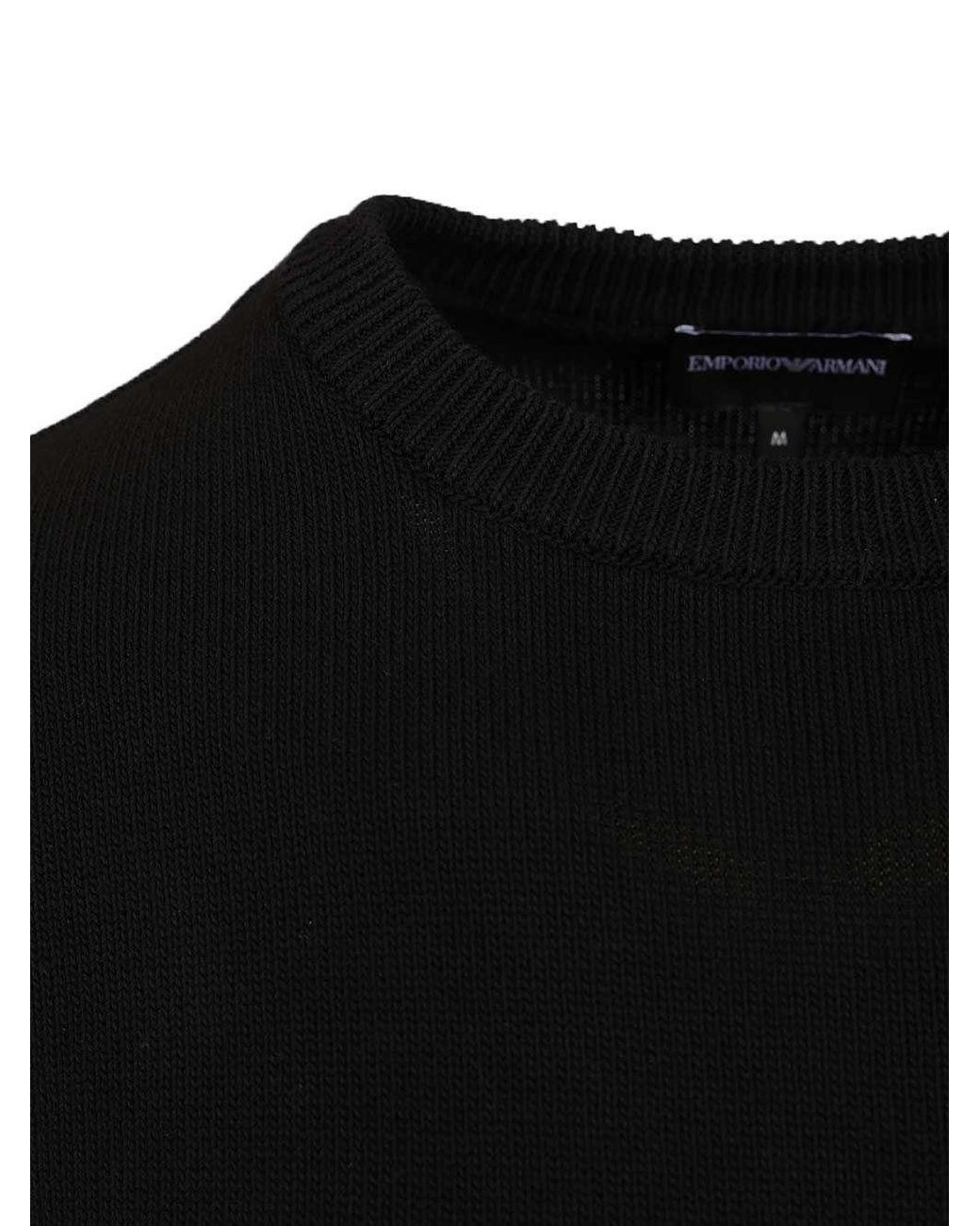 Emporio Armani Black Logo Crewneck Knitted Jumper for men