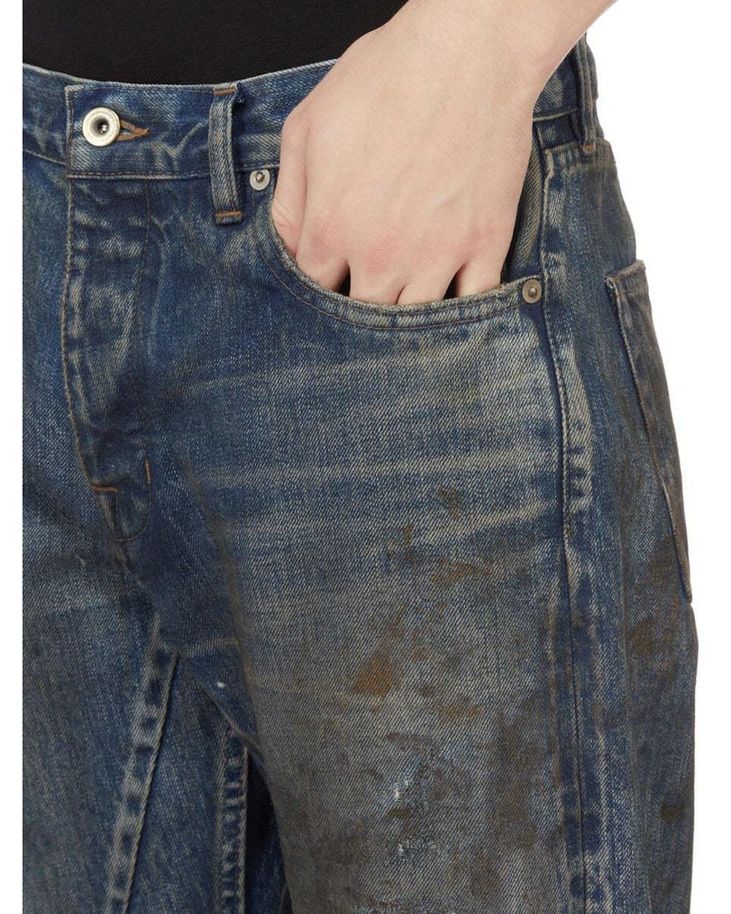 Rick Owens Blue Distressed Jeans for men