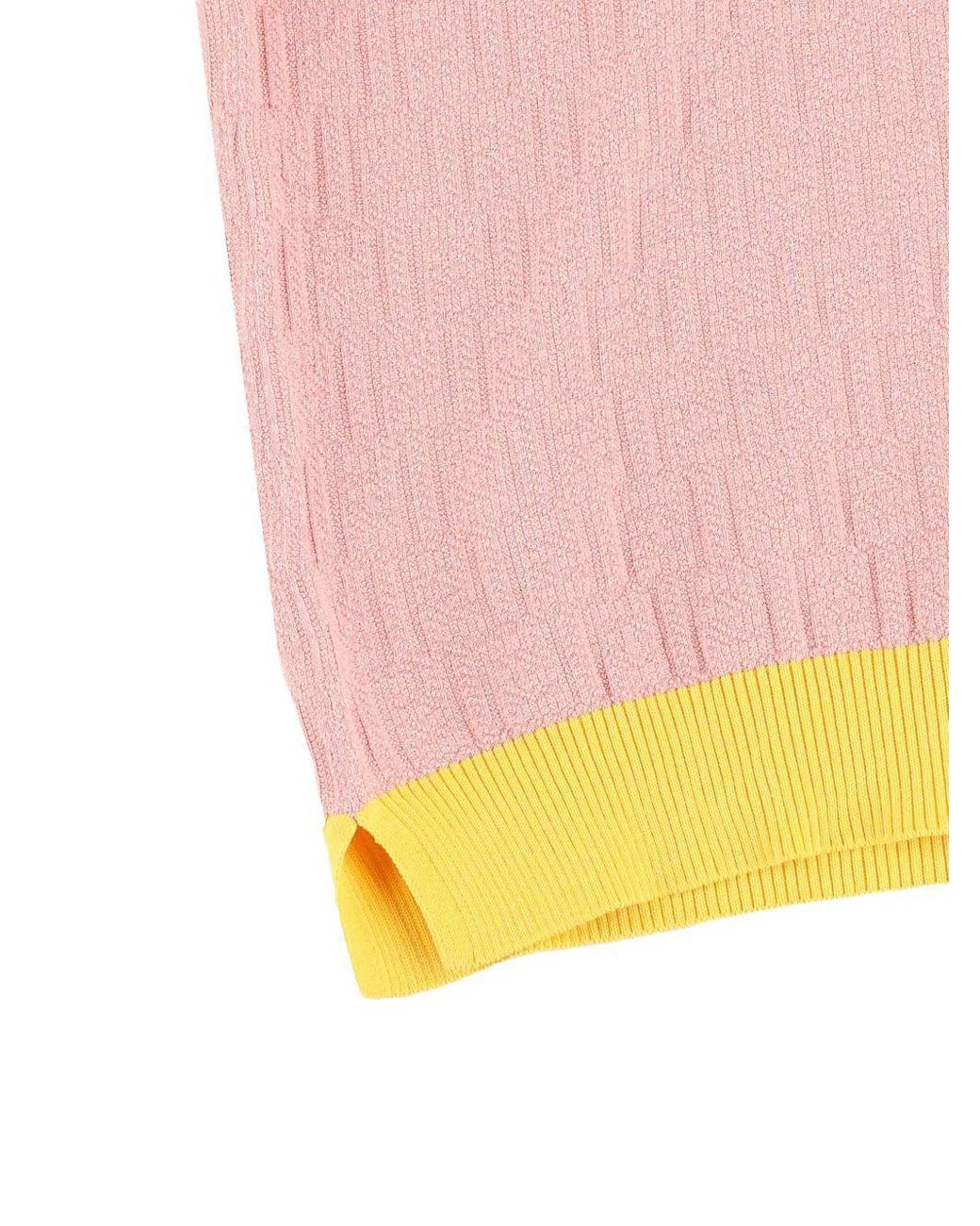 Fendi Pink Ff Jacquard Short Sleeved Jumper