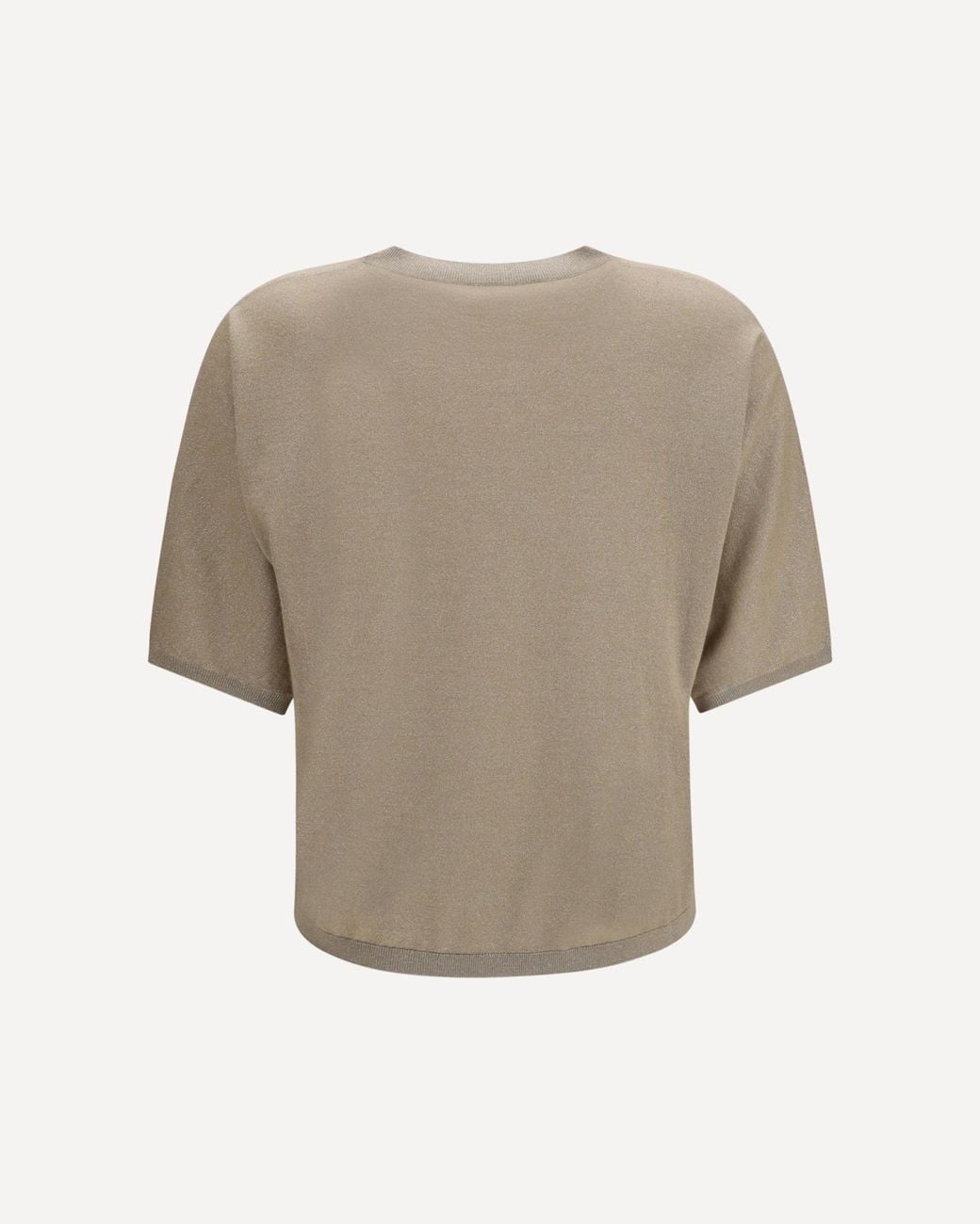 Brunello Cucinelli Natural Short-Sleeve Round-Neck Sweater