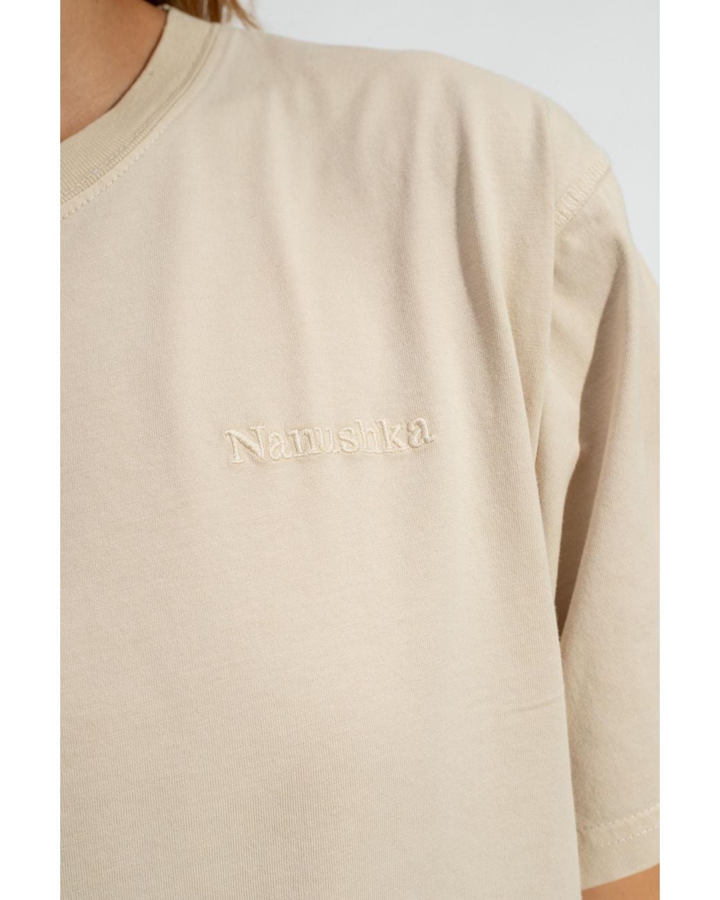 Nanushka White Logo Embroidered Crewneck T-Shirt