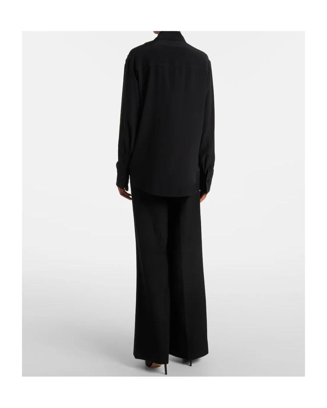 Victoria Beckham Black Ruffled Silk Blouse