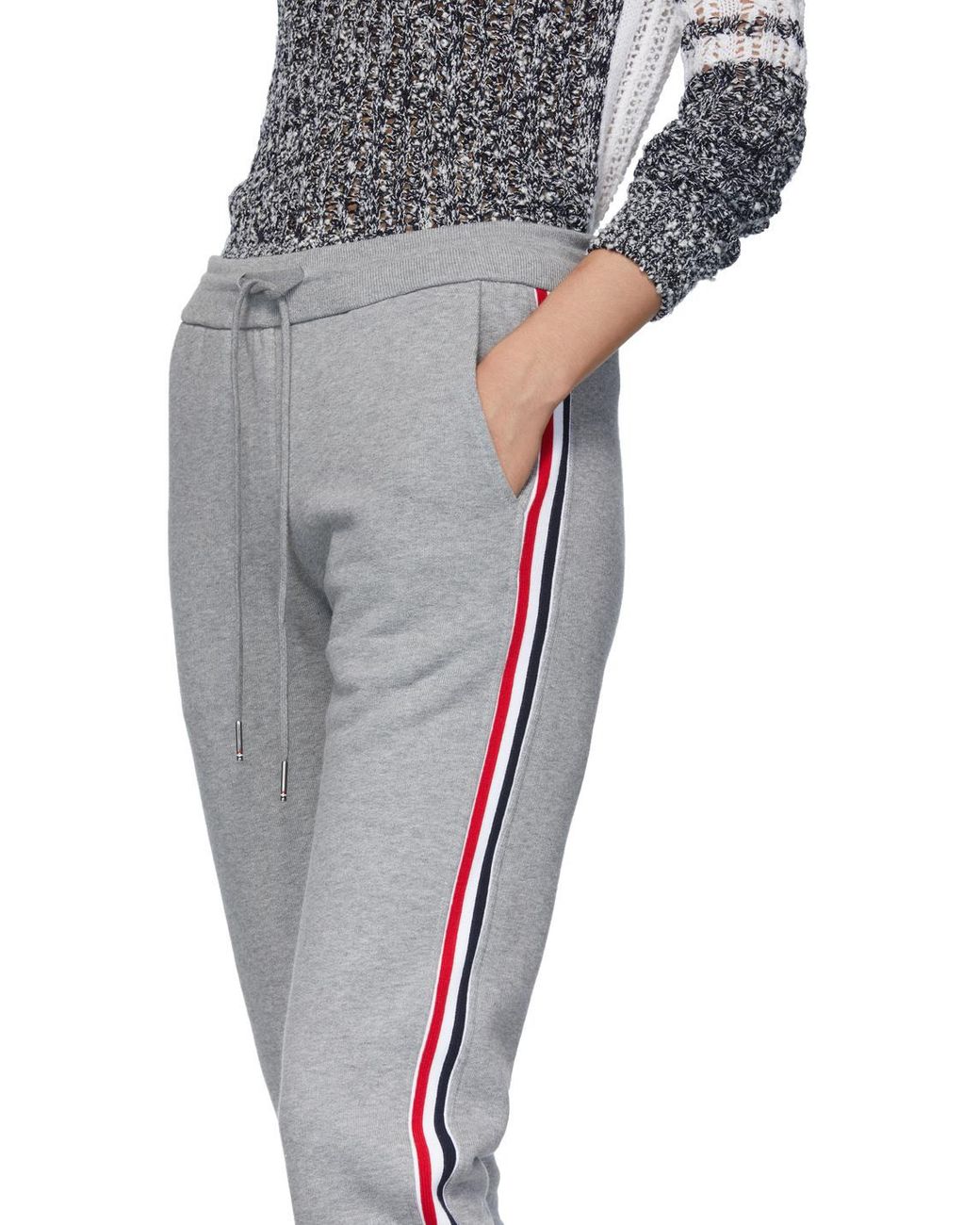 Thom Browne Gray Rwb Side Stripe Sweatpants