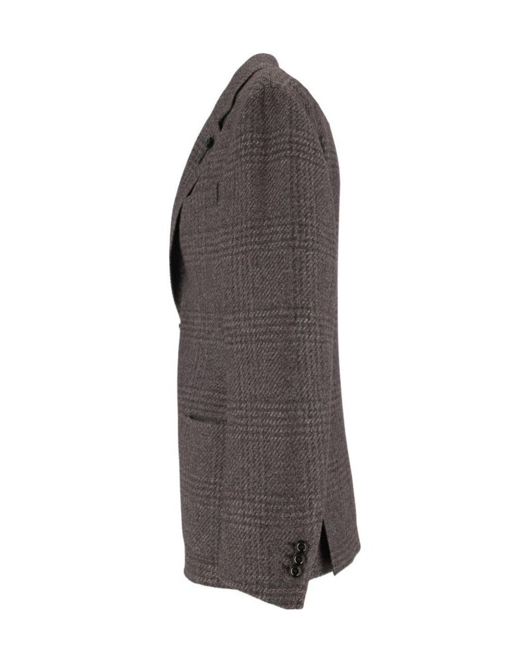 Lardini Gray Checked Single-Breasted Blazer for men