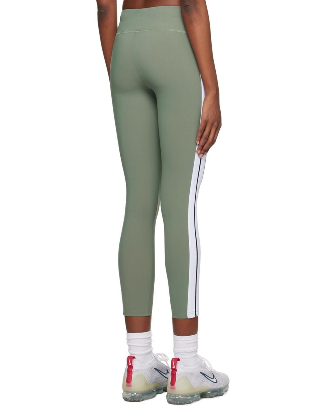Palm Angels Green Logo Printed Mid-Rise Leggings