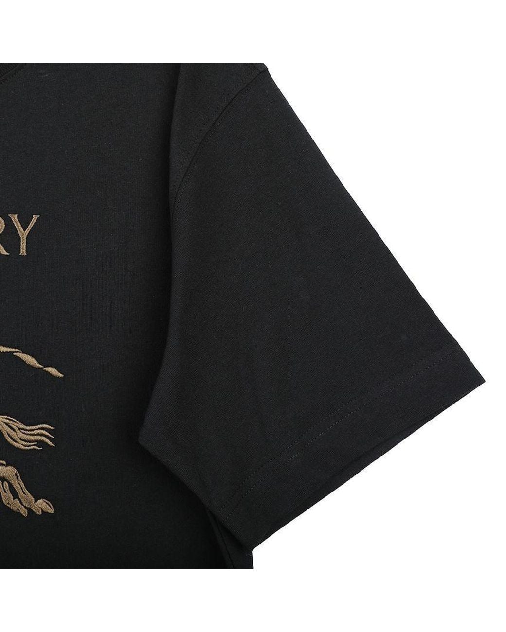 Burberry Black T-Shirt With Embroidered Logo for men