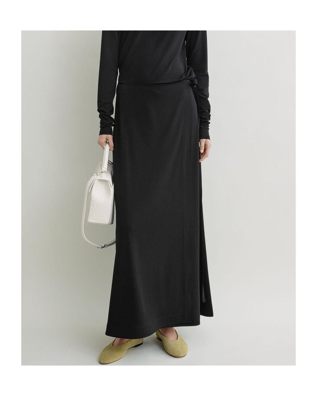 Totême Black Fringed Knit Skirt