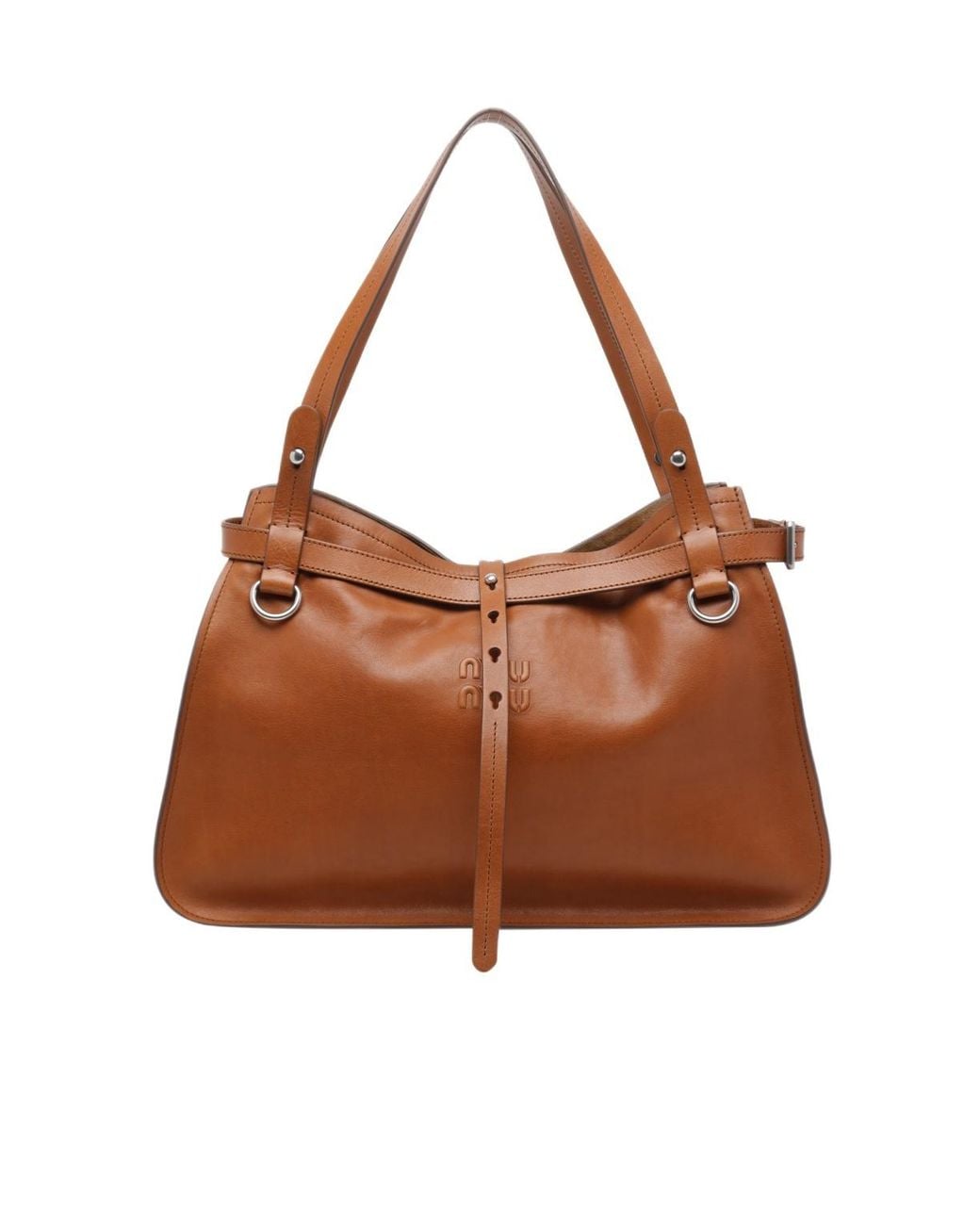 Miu Miu Brown Logo Shoulder Bag