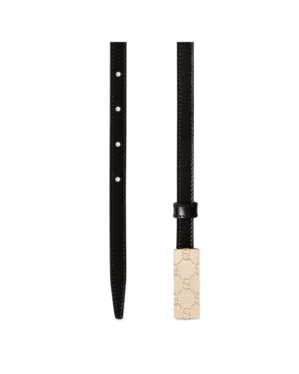 Gucci White Gg Engraved Thin Belt