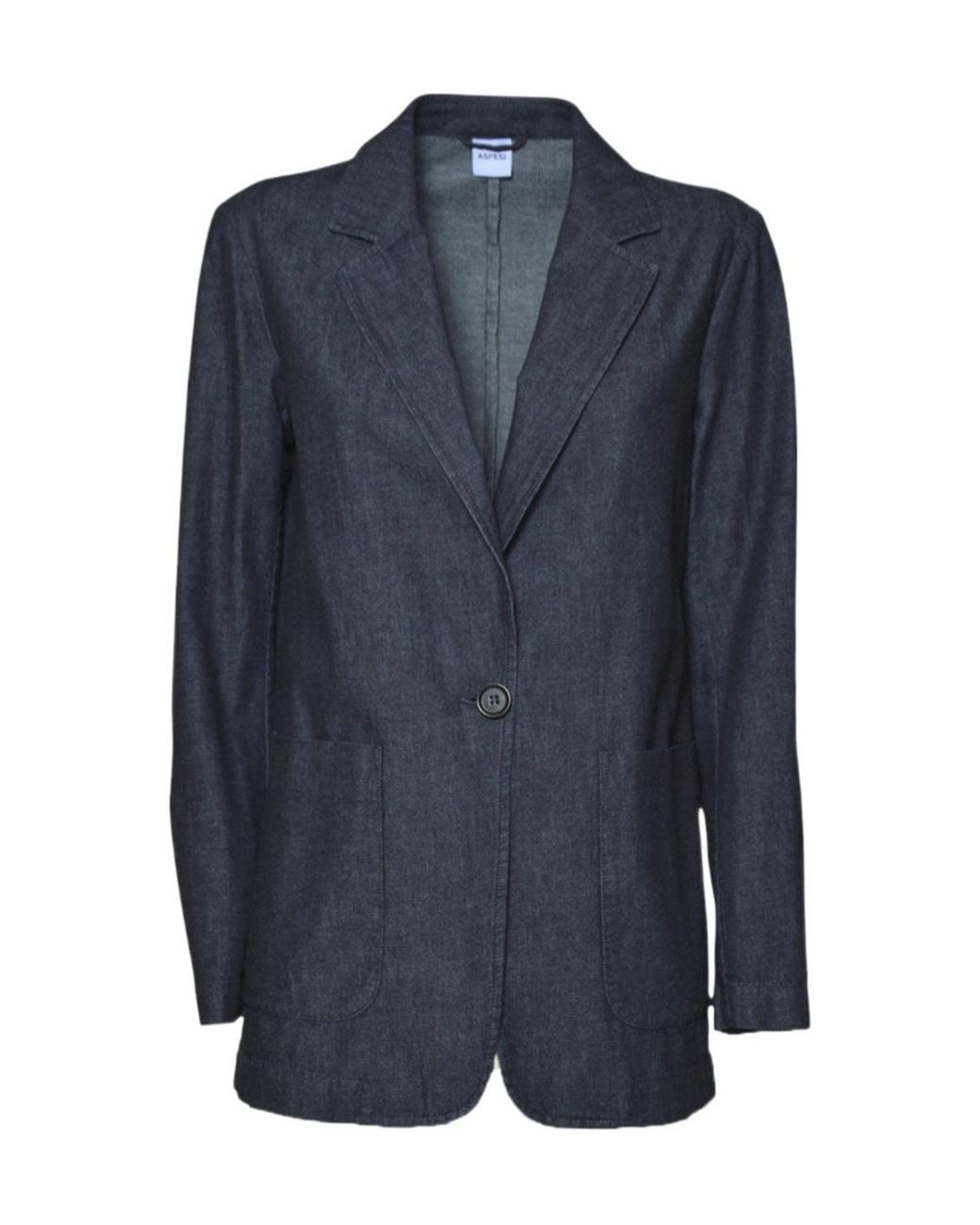Aspesi Blue Single-Breasted Denim Jacket