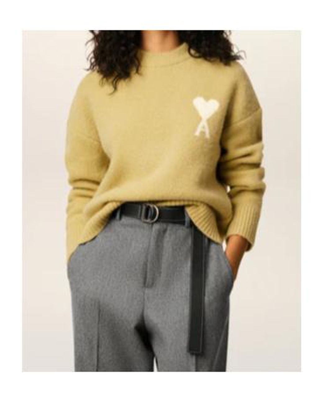 AMI Yellow Ami De Coeur Sweater for men
