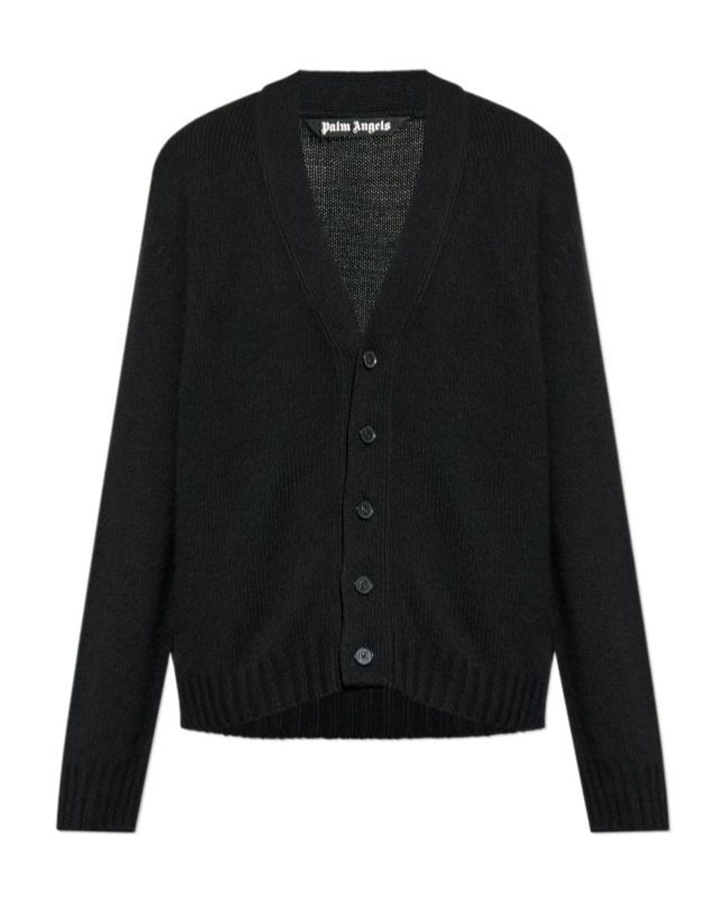 Palm Angels Black V-Neck Cardigan for men
