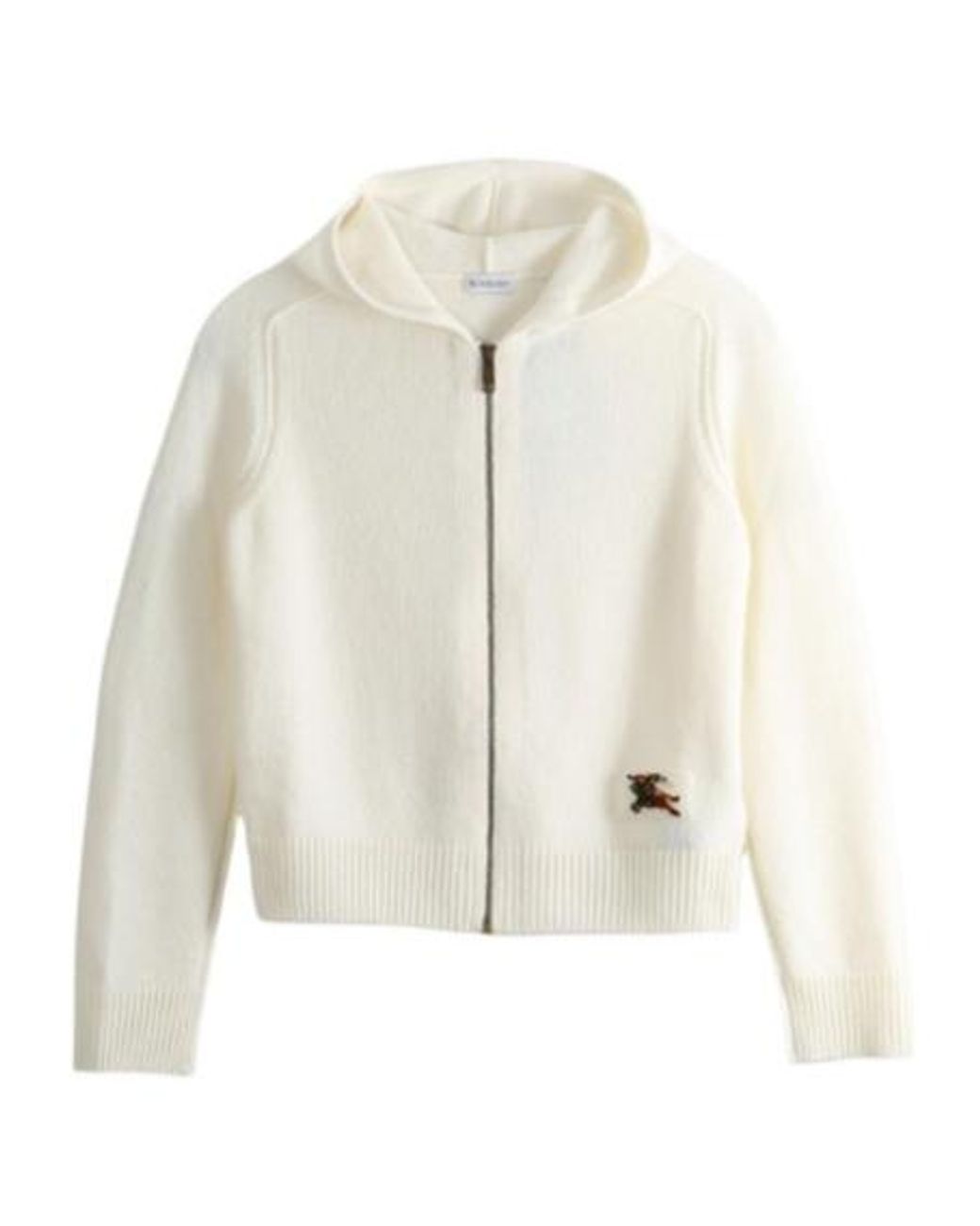 Burberry White Ekd Zip-Up Hooded Cardigan