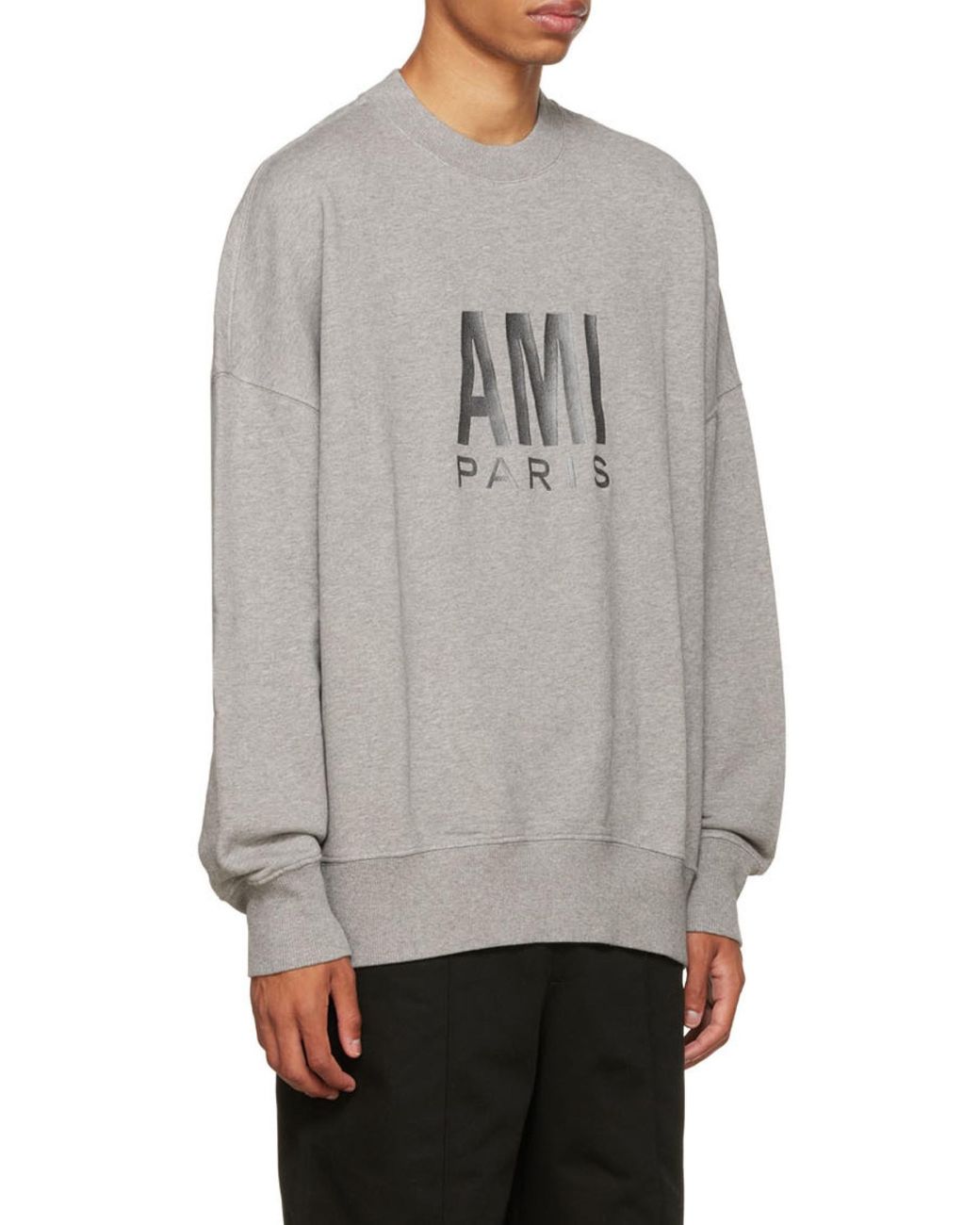 AMI Gray Logo-Embroidered Oversize Sweatshirt for men