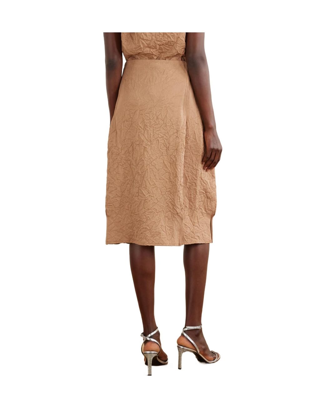 Tory Burch Natural Crinkled-Satin Skirt