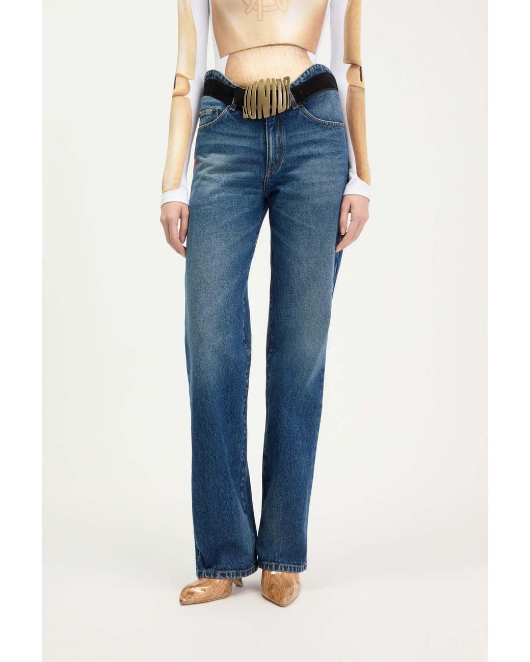 Jean Paul Gaultier Blue Curved-Seam Jeans