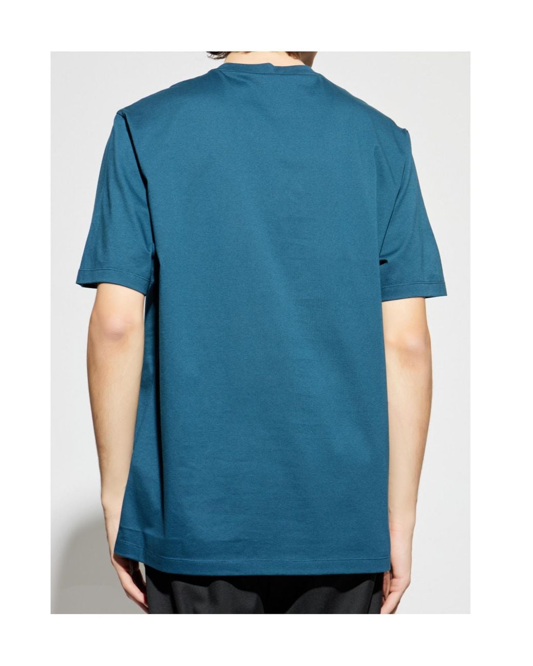 Versace Blue Logo Printed Crewneck T-Shirt for men