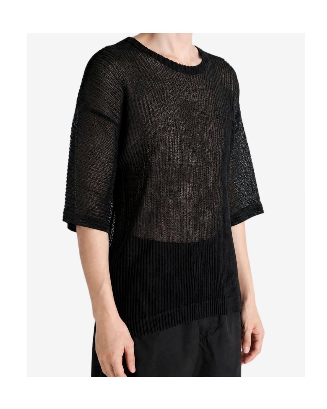 Homme Plissé Issey Miyake Black Pleated Semi-Sheer T-Shirt for men