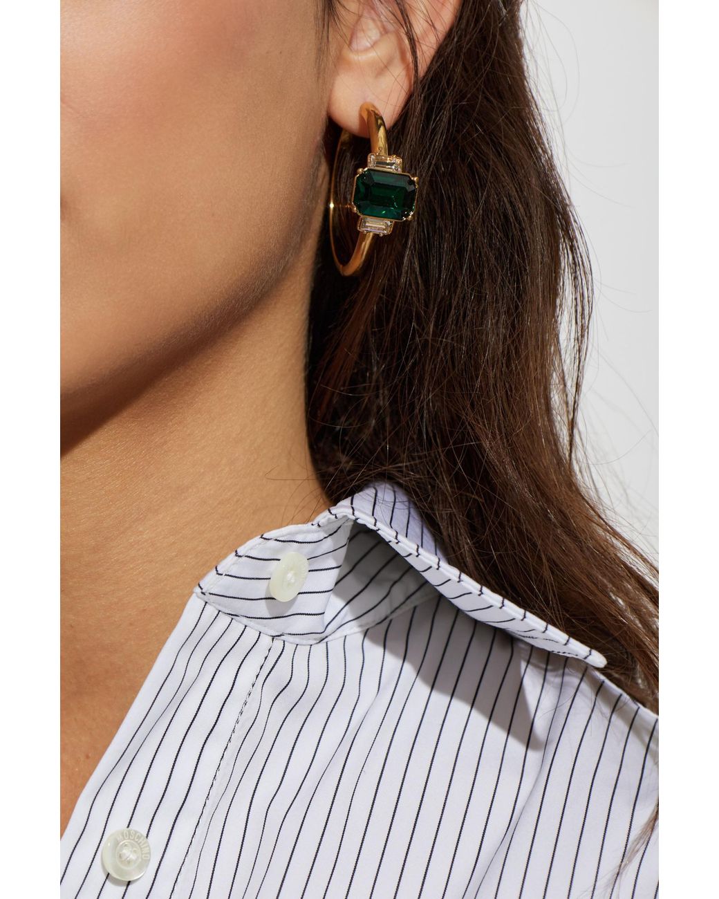 Moschino Metallic Embellished Hoop Earrings