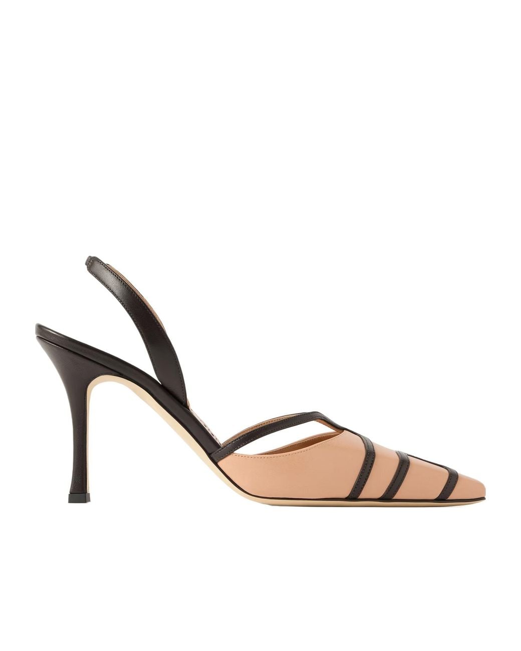Manolo Blahnik Metallic Two-Tone Leather Slingback Pumps
