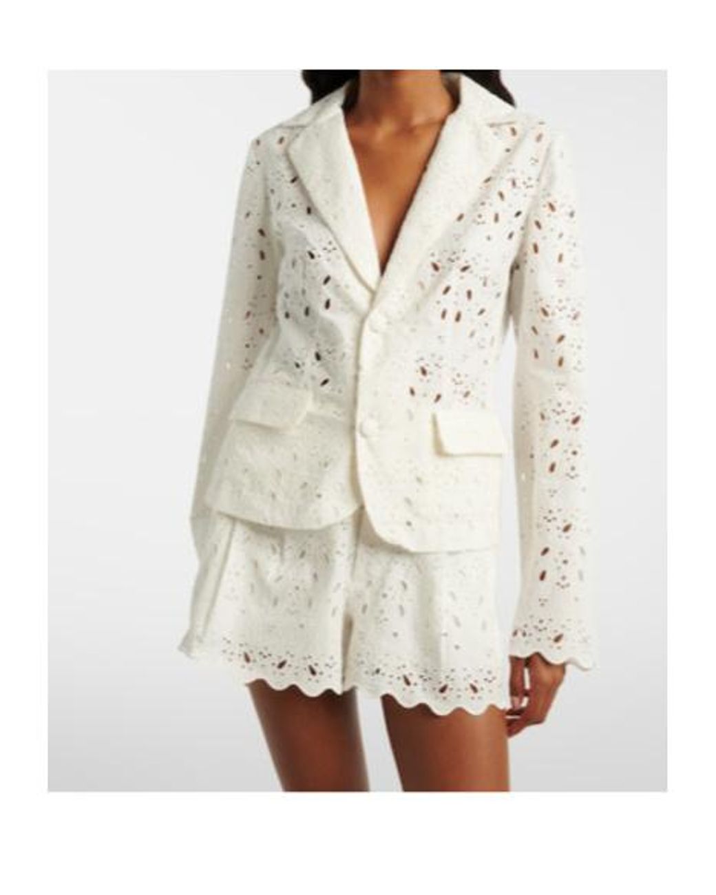 FRAME White Paisley Broderie Anglaise Cotton Blazer