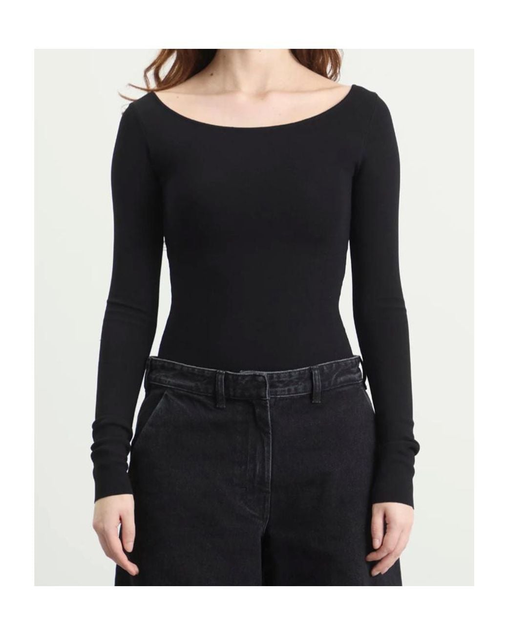 Entire studios Black Scoop Neck Long Sleeve Bodysuit