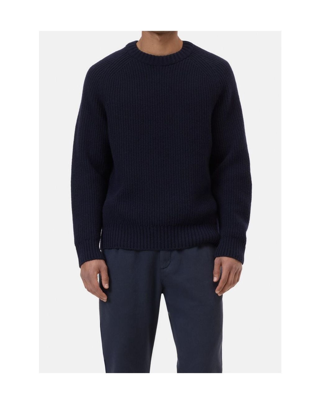 Closed Blue Ribbed Knit Jumper for men