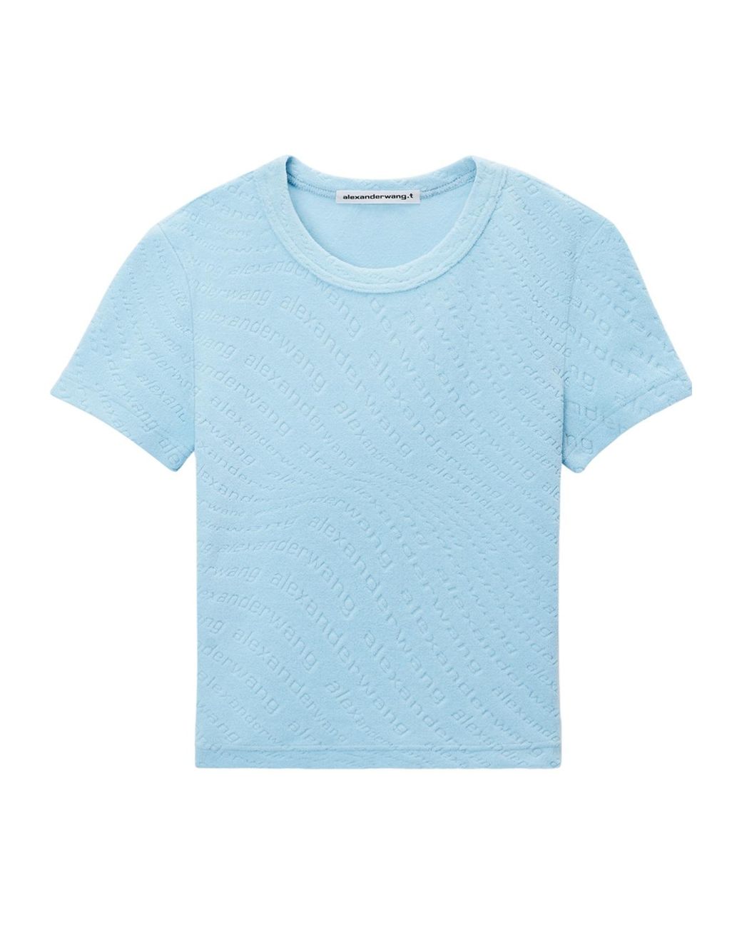Alexander Wang Blue Logo Jacquard Crewneck Knit Top