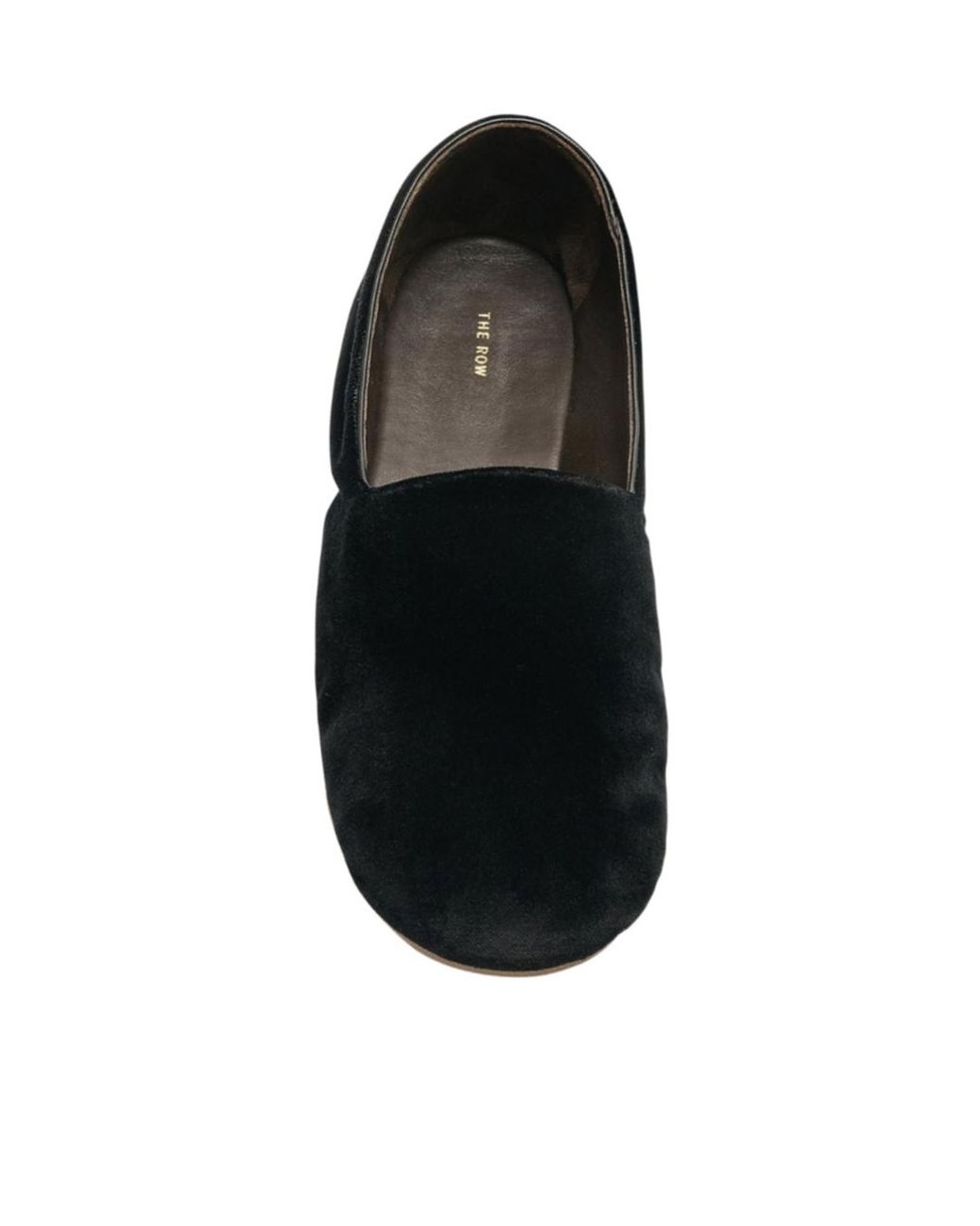 The Row Black Ponti Velvet Slipper Flats