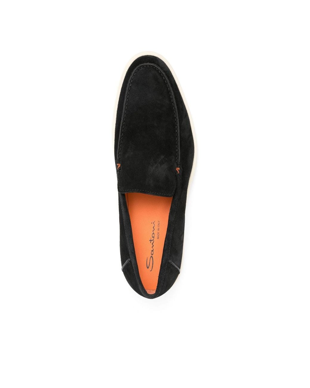 Santoni Black Almond-Toe Slip-On Loafers for men